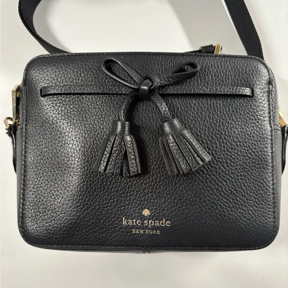 Kate Spade New York Hayes‎ Street Black Tassel Crossbody Bag Leather Minimalist